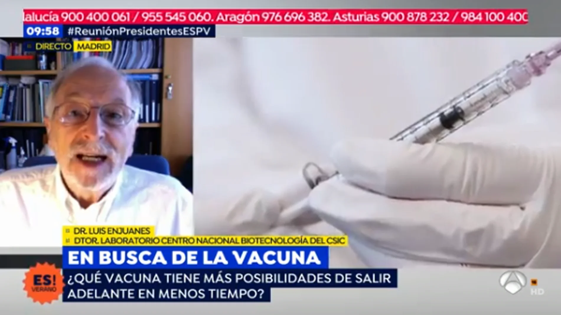 Luis Enjuanes: "Posiblemente el próximo invierno tendremos dos o tres vacunas"