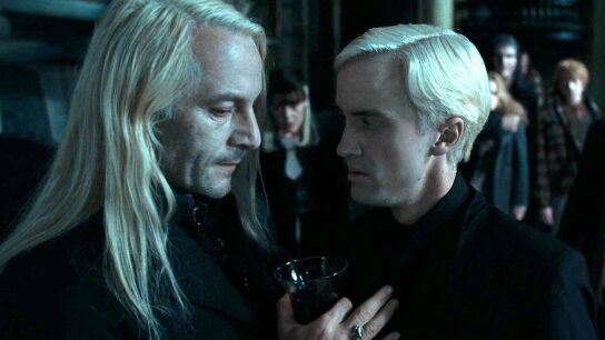 Jason Isaacs y Tom Felton como Lucius y Draco Malfoy en 'Harry Potter'