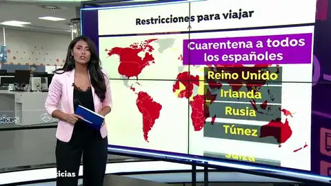 Lista de países que imponen algún tipo de restricción o cuarentena a los viajeros procedentes de España por el coronavirus Lista de países que imponen algún tipo de restricción o cuarentena a los viajeros procedentes de España por el coronavirus