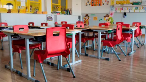 Aula vacía de un colegio Vuelta al cole