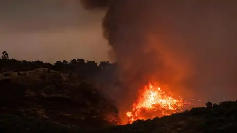 El humo provocado por el incendio en Almonaster la Real (Huelva) se extiende hasta Jaén y Córdoba El humo provocado por el incendio en Almonaster la Real (Huelva) se extiende hasta Jaén y Córdoba