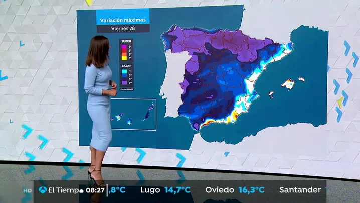 Este viernes descenso de las temperaturas en general y lluvias fuertes en el noreste 