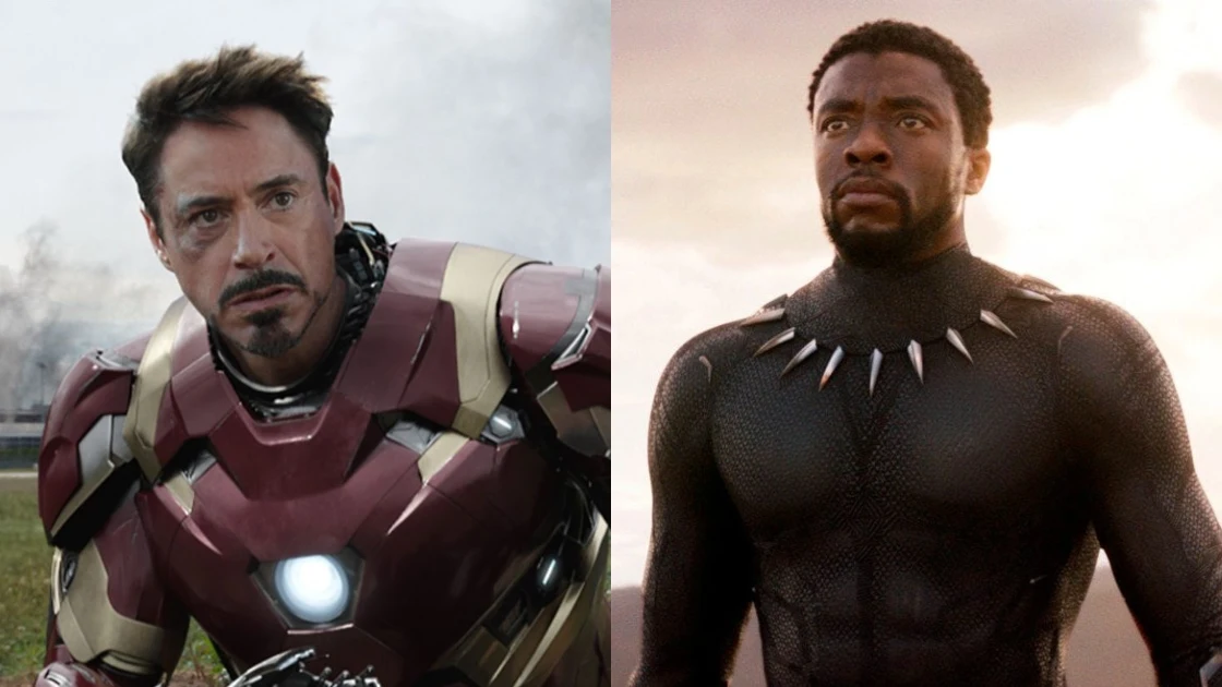 Robert Downey Jr. y Chadwick Boseman como Iron Man y Black Panther