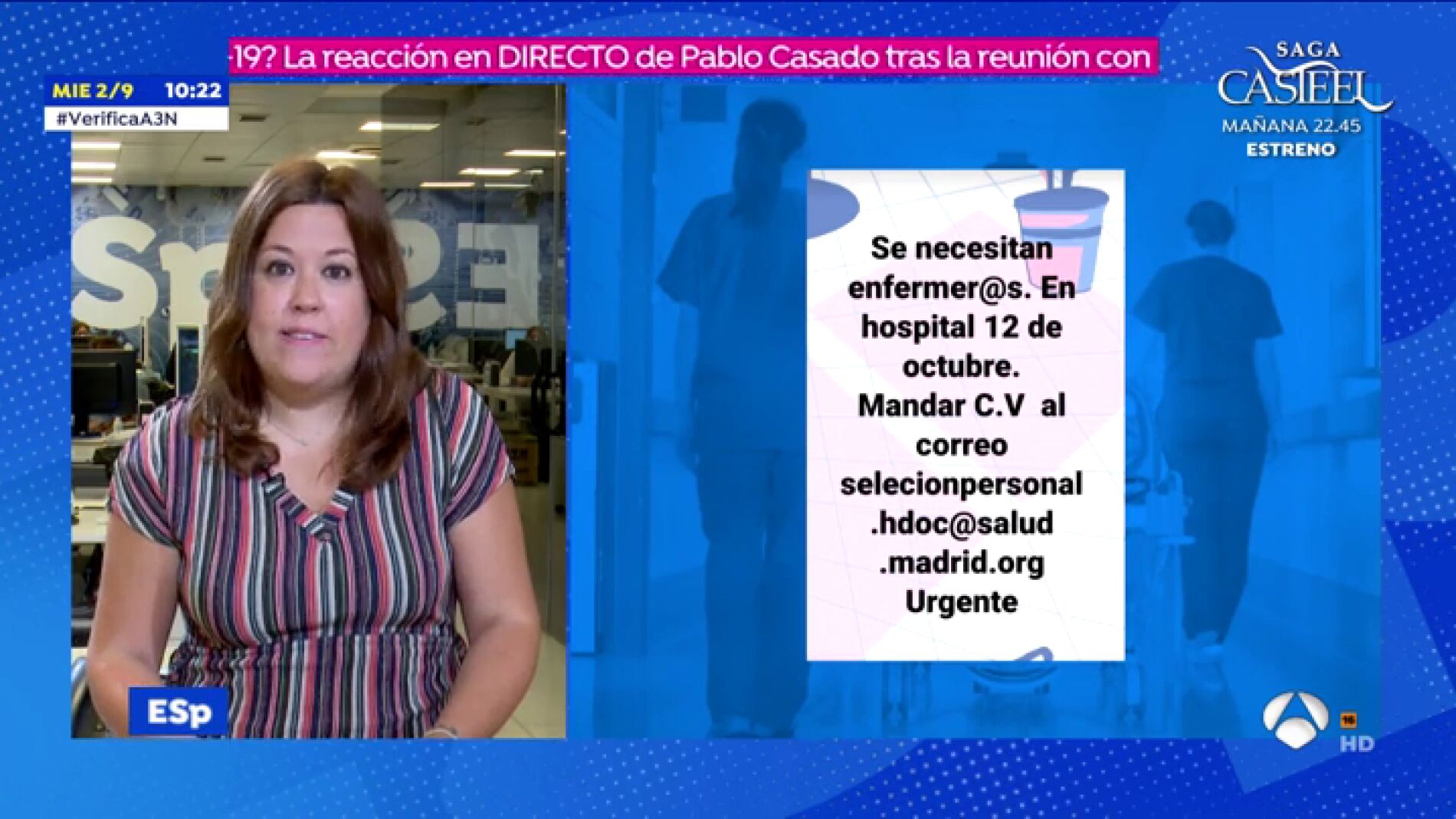 Una oferta de empleo fake solicita enfermeros para trabajar en el Hospital 12 de Octubre durante el coronavirus