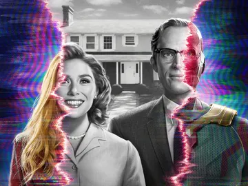 Elizabeth Olsen y Paul Bettany como Bruja Escarlata y Visión Elizabeth Olsen y Paul Bettany como Bruja Escarlata y Visión
