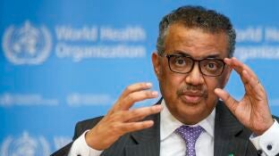 El director general de la OMS, Tedros Adhanom Gebreyesus, en rueda de prensa