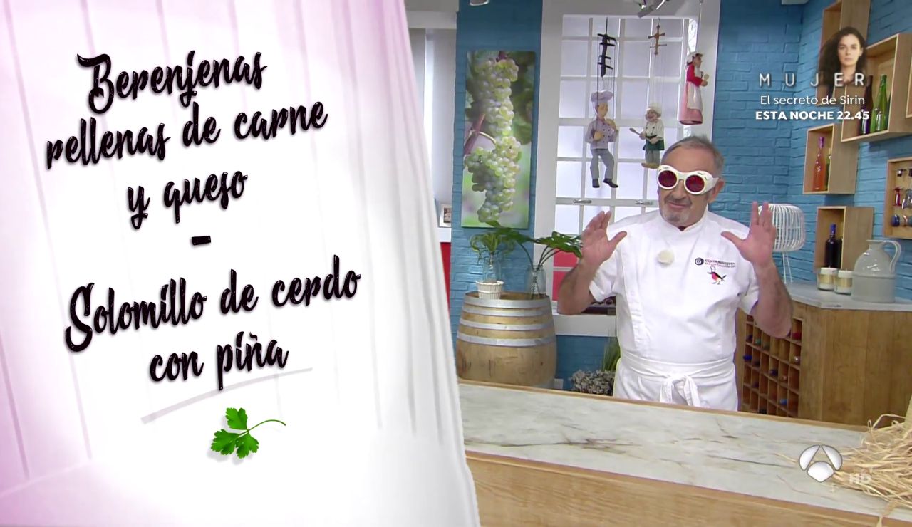 El menú 'padre e hijo', de Karlos Arguiñano: berenjenas rellenas y solomillo de cerdo con piña El menú 'padre e hijo', de Karlos Arguiñano: berenjenas rellenas y solomillo de cerdo con piña