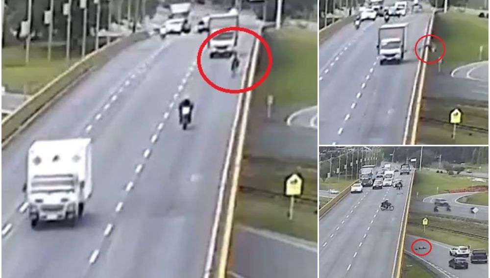 Muere un ciclista tras ser arrollado por un camión y caer al vacío desde un puente en Colombia
