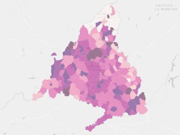 Mapa de la incidencia del coronavirus en Madrid