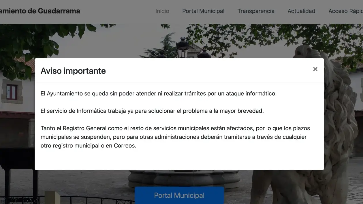 Ayuntamiento de Guadarrama, ciberataque Ayuntamiento de Guadarrama, ciberataque