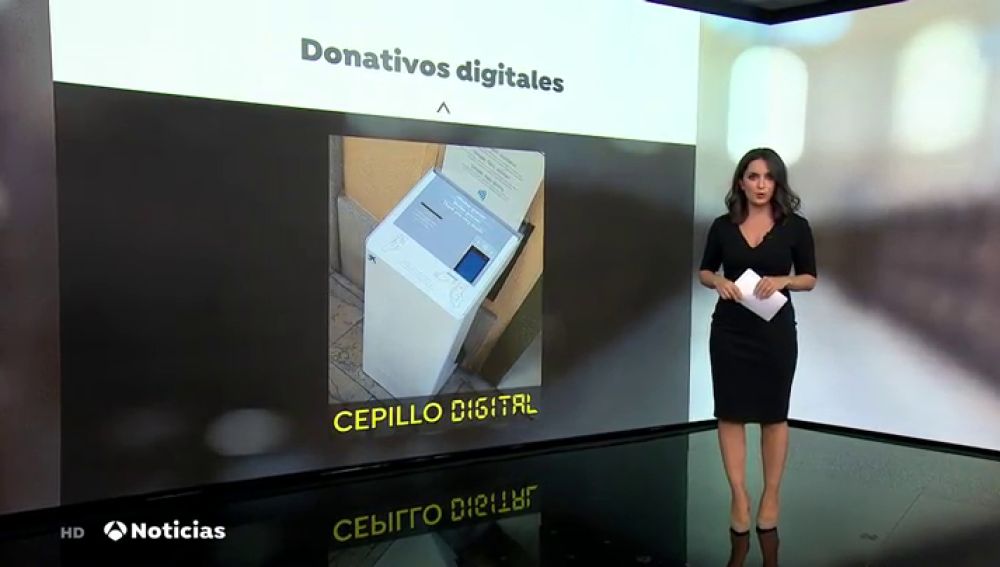 Así es el "cepillo digital" de la Colegiata de Gandía para realizar donativos durante la pandemia de coronavirus