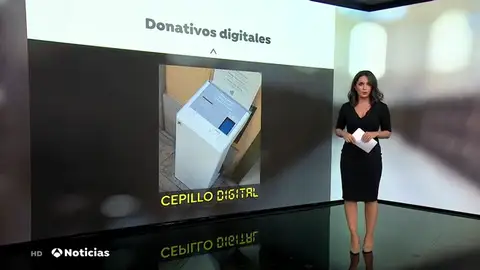 Así es el "cepillo digital" de la Colegiata de Gandía para realizar donativos durante la pandemia de coronavirus Así es el "cepillo digital" de la Colegiata de Gandía para realizar donativos durante la pandemia de coronavirus