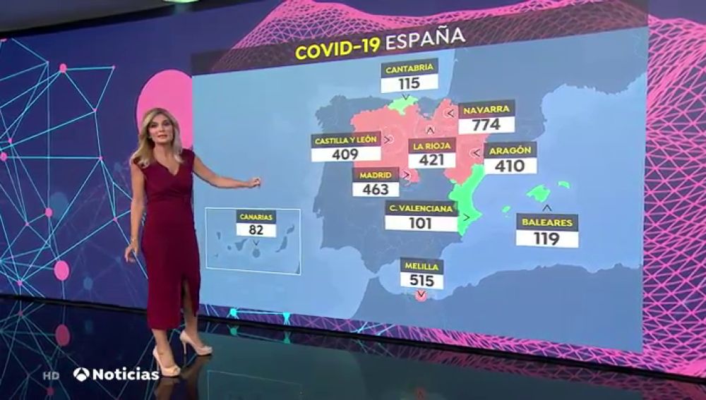 El mapa que muestra qué comunidades tienen más incidencia del coronavirus en España