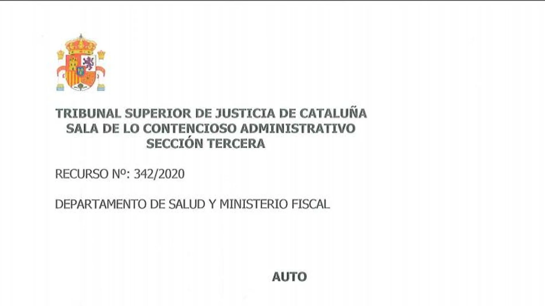 Auto completo del TSJC sobre las medidas y restricciones adoptadas en Cataluña contra el coronavirus en PDF Auto completo del TSJC sobre las medidas y restricciones adoptadas en Cataluña contra el coronavirus en PDF
