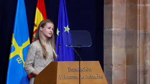 La princesa Leonor, durante su discurso en los Premios Princesa de Asturias. La princesa Leonor, durante su discurso en los Premios Princesa de Asturias.