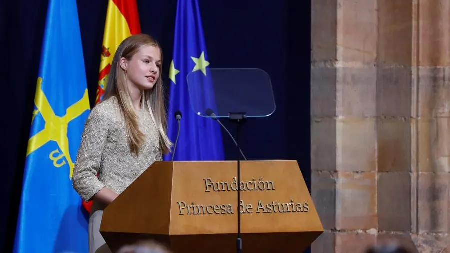 La princesa Leonor, durante su discurso en los Premios Princesa de Asturias. La princesa Leonor, durante su discurso en los Premios Princesa de Asturias.