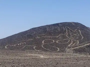 Descubren la figura de un gato de 37 metros ocultada 2.000 años en la Pampa de Nazca, Perú Descubren la figura de un gato de 37 metros ocultada 2.000 años en la Pampa de Nazca, Perú