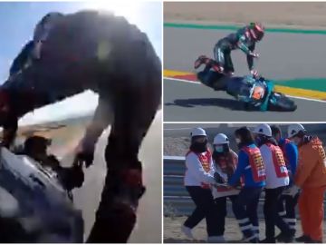 Fabio Quartararo, trasladado al hospital tras una terrible caída en la clasificación del GP de Aragón