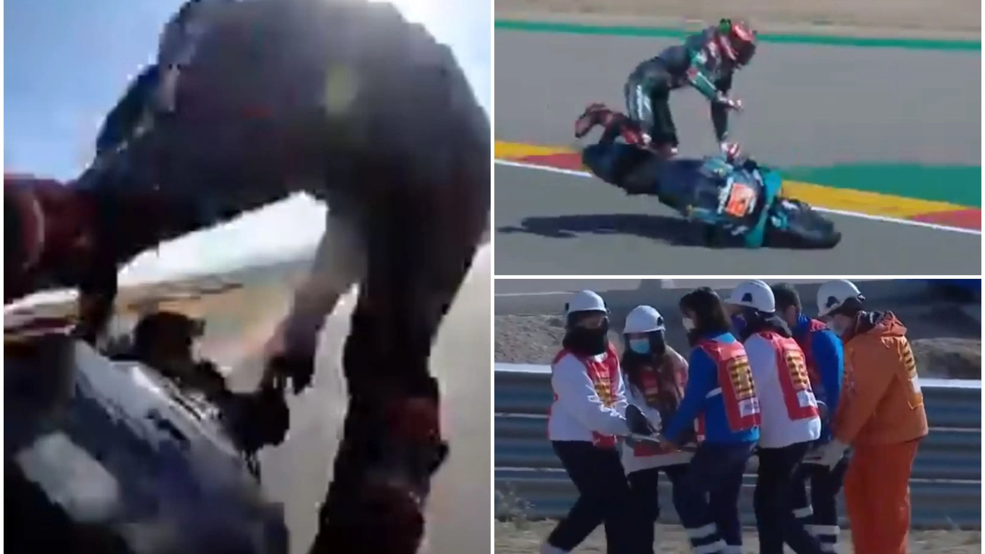 Fabio Quartararo, trasladado al hospital tras una terrible ca&iacute;da en la clasificaci&oacute;n del GP de Arag&oacute;n