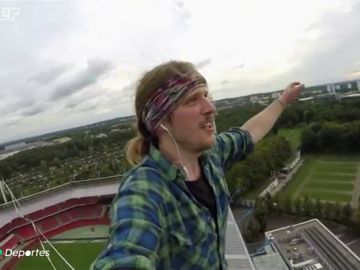 Jens Decke rompe los registros del slackline a 73 metros de altura