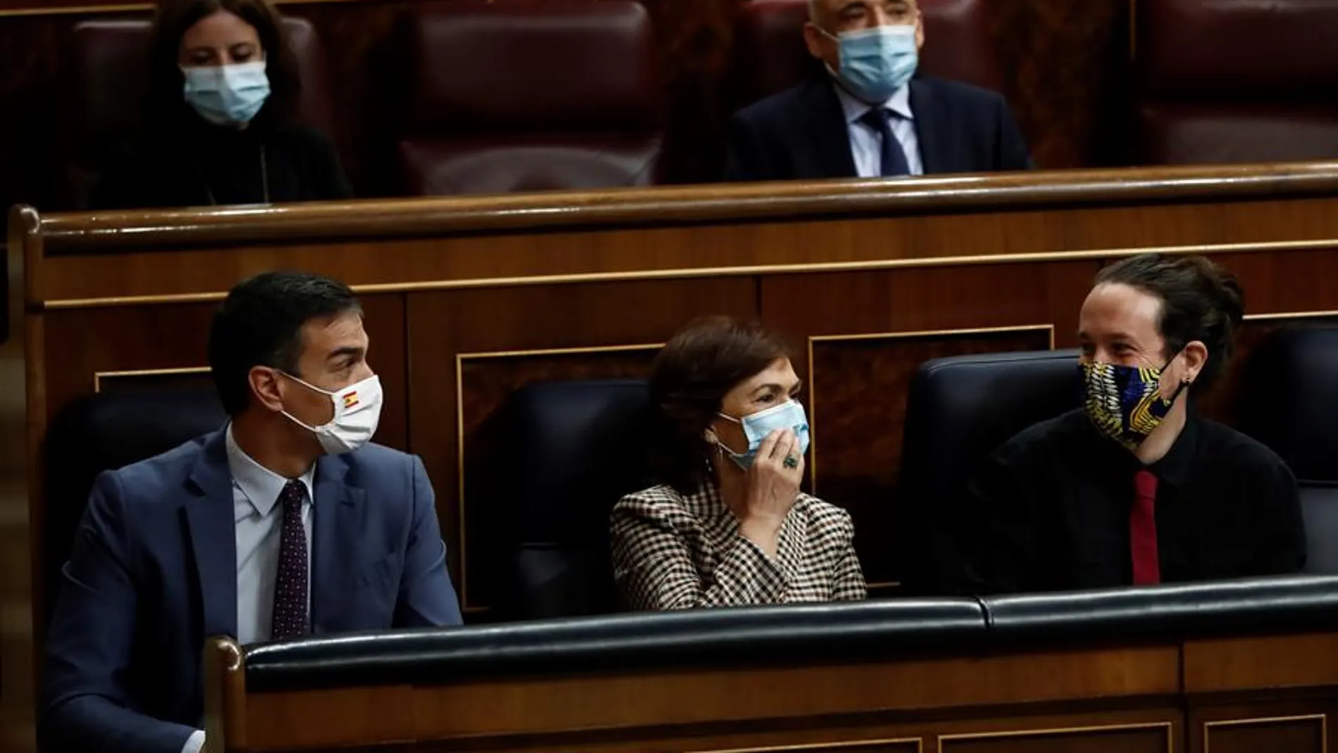 Pedro Sánchez, Carmen Calvo y Pablo Iglesias Pedro Sánchez, Carmen Calvo y Pablo Iglesias
