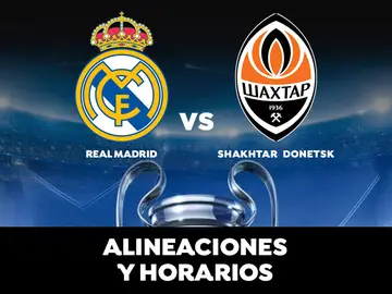 Real Madrid - Shakhtar: Horario, alineaciones y dónde ver el partido de Champions League en directo Real Madrid - Shakhtar: Horario, alineaciones y dónde ver el partido de Champions League en directo
