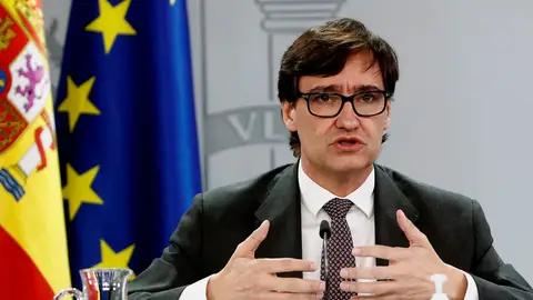 El ministro de Sanidad, Salvador Illa durante su intervención en la rueda de prensa posterior a la reunión semanal del Consejo de Ministros El ministro de Sanidad, Salvador Illa durante su intervención en la rueda de prensa posterior a la reunión semanal del Consejo de Ministros
