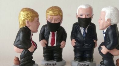 Donald Trump y Joe Biden estrenan caganer navideño con mascarilla