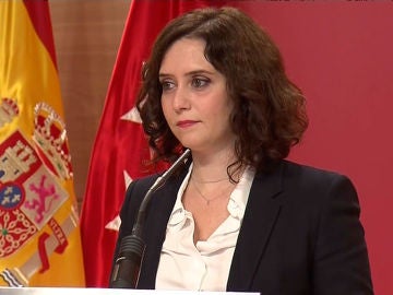 Isabel Díaz Ayuso, durante su comparecencia