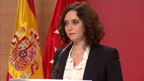 Isabel Díaz Ayuso, durante su comparecencia Isabel Díaz Ayuso, durante su comparecencia