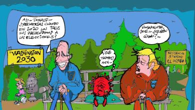 Los candidatos a la presidencia de EEUU Donald Trump y Joe Biden, en la viñeta gráfica de Alfredo Boto-Hervás