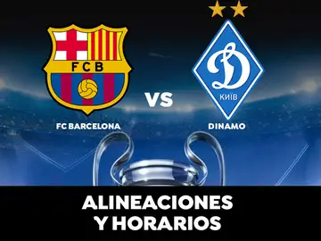 Barcelona - Dinamo de Kiev: Horario, alineaciones y dónde ver el partido Barcelona - Dinamo de Kiev: Horario, alineaciones y dónde ver el partido