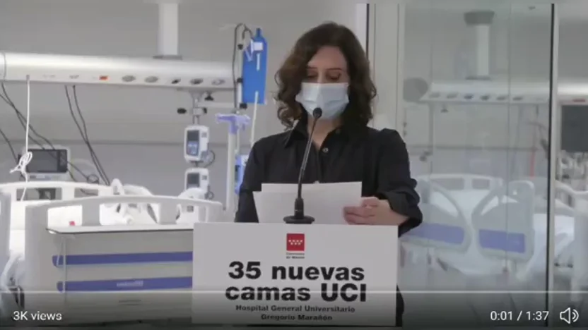 Isabel D&iacute;az Ayuso asegura el confinamiento domiciliario ser&iacute;a "la &uacute;ltima soluci&oacute;n" para Madrid