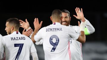 Benzema celebra su gol al Inter