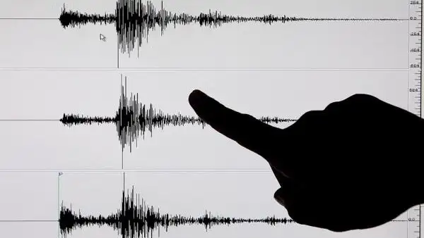 Imagen de archivo de un terremoto en un sismógrafo Imagen de archivo de un terremoto en un sismógrafo