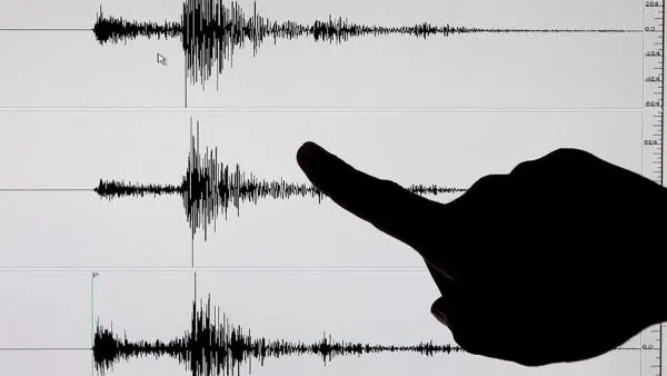 Imagen de archivo de un terremoto en un sismógrafo Imagen de archivo de un terremoto en un sismógrafo