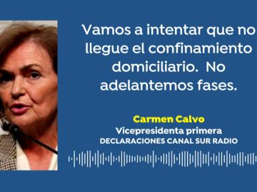 Carmen Calvo, sobre el confinamiento domiciliario: "Vamos a intentar que no llegue"