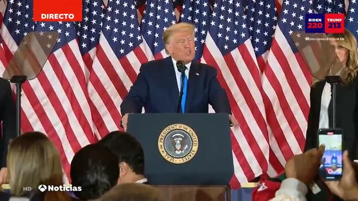 Comparecencia de Donald Trump durante las elecciones en EEUU 2020 hoy, streaming en directo