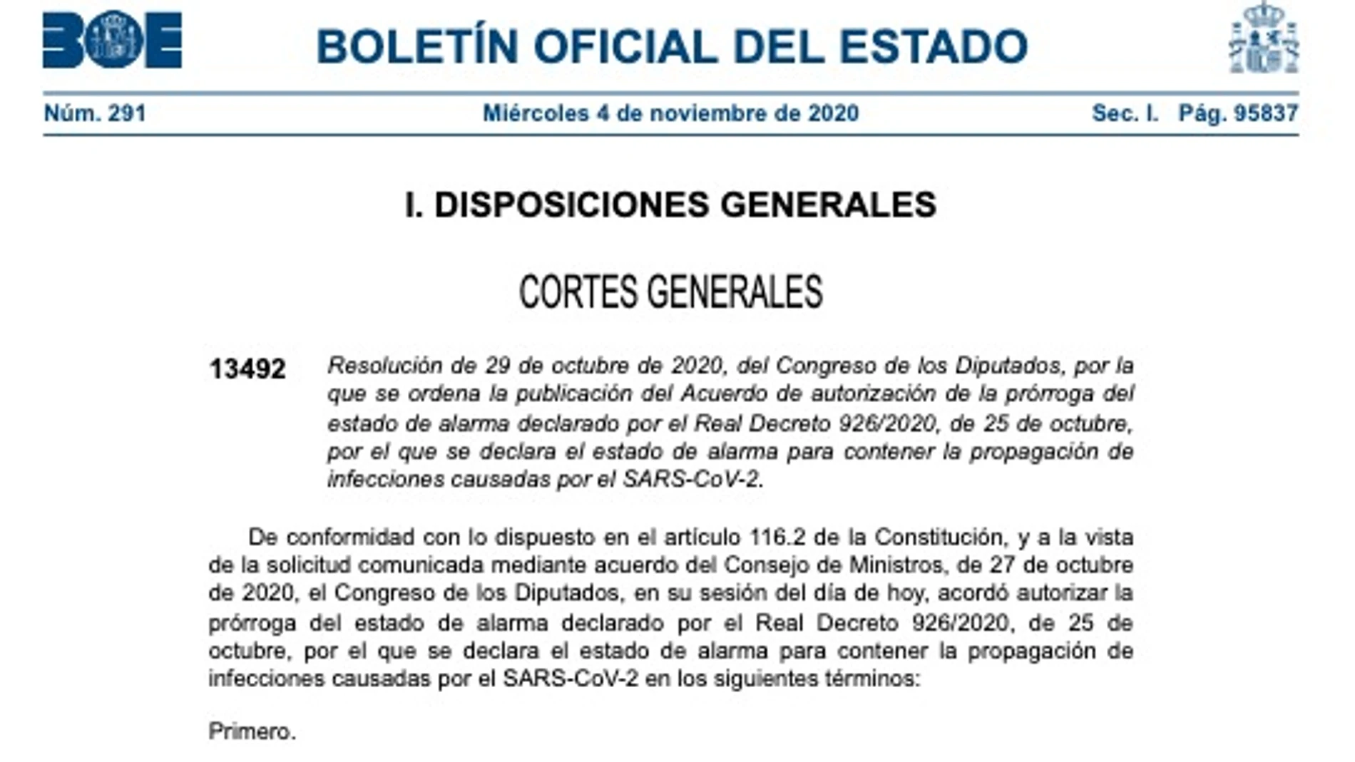 BOE con la prórroga del estado de alarma hasta el 9 de mayo BOE con la prórroga del estado de alarma hasta el 9 de mayo