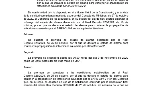 BOE con la pr&oacute;rroga del estado de alarma hasta el 9 de mayo