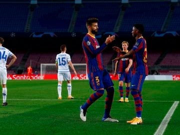 Gerard Piqué, en el partido ante el Dinamo de Kiev