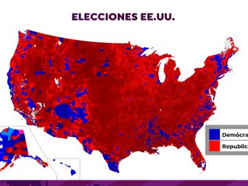El mapa que refleja cómo se divide el voto republicano y demócrata por zonas en las elecciones de Estados Unidos 