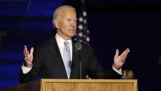 Joe Biden durante su primer discurso tras ser elegido presidente