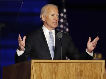 Joe Biden durante su primer discurso tras ser elegido presidente