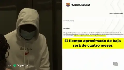 Ansu Fati, operado con éxito del menisco interno, estará 4 meses de baja Ansu Fati, operado con éxito del menisco interno, estará 4 meses de baja