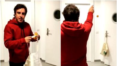 Fernando Alonso se atreve con el reto de las mandarinas de Pau Gasol: ¿meterá canasta el asturiano? 