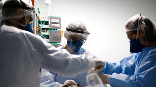 Sanitarios del hospital Nossa Senhora da Conceicao de Porto Alegre (Brasil)