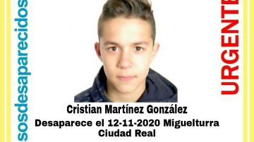 Cristian Martínez González, menor desaparecido en Miguelturra