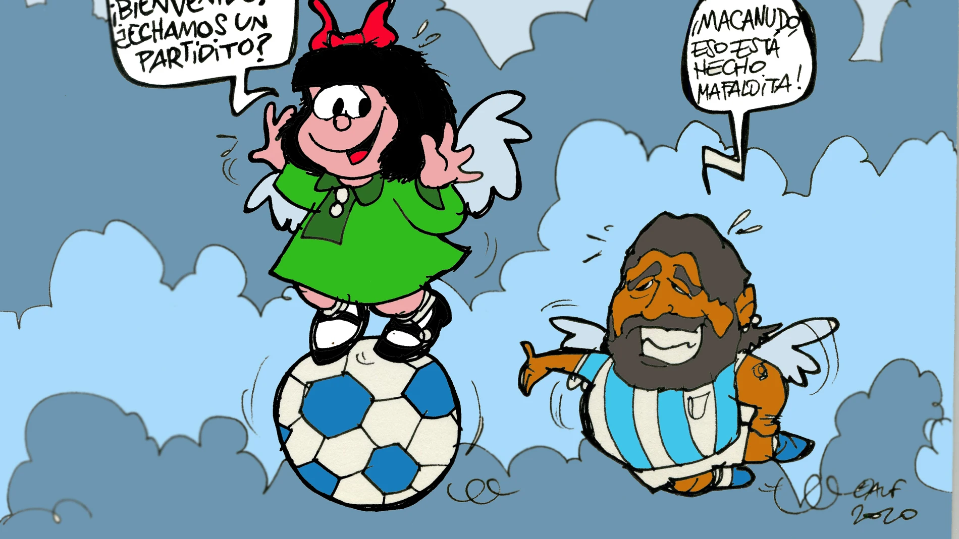La muerte de Diego Maradona, en la viñeta gráfica La muerte de Diego Maradona, en la viñeta gráfica