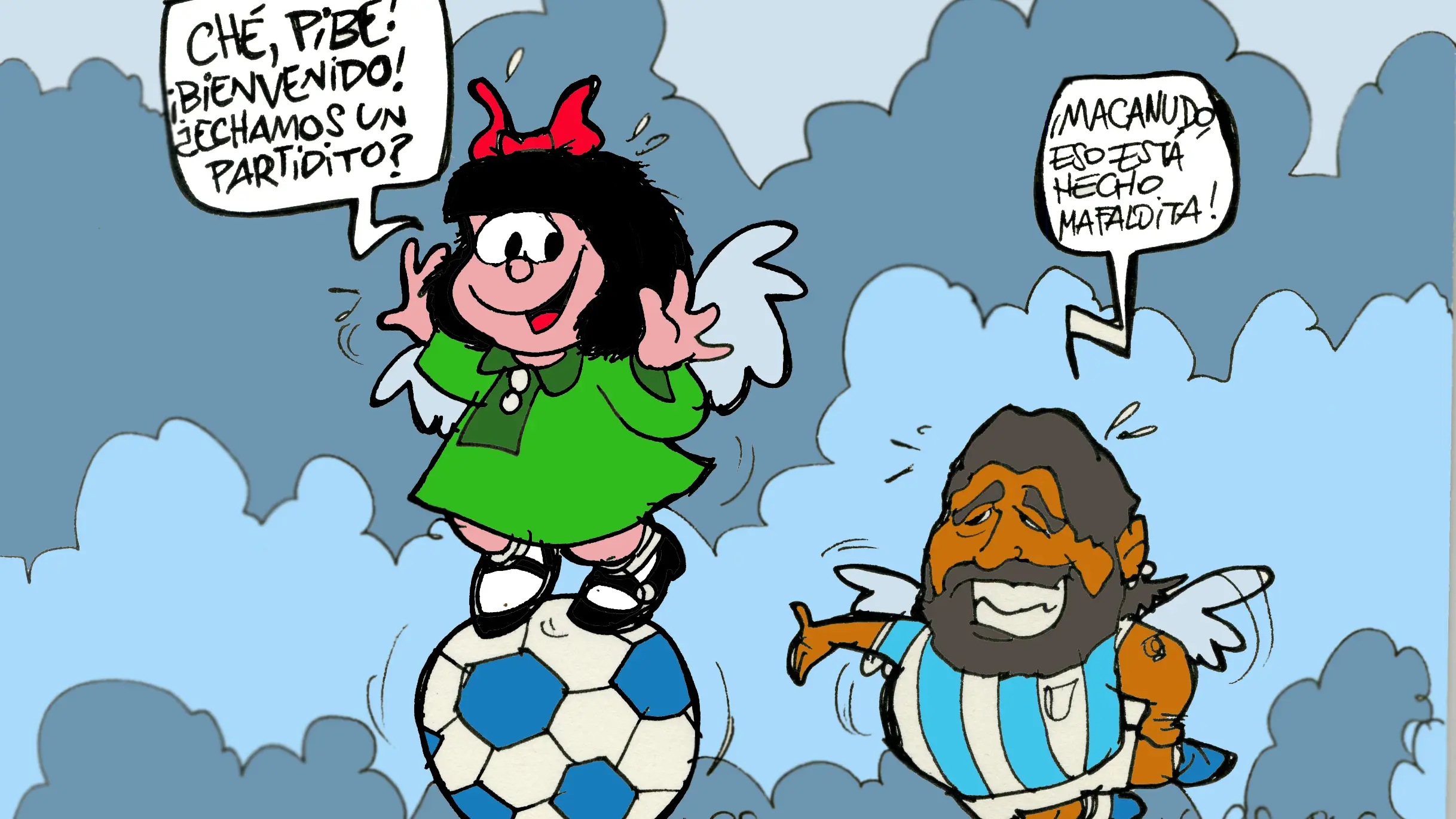 La muerte de Diego Maradona, en la viñeta gráfica La muerte de Diego Maradona, en la viñeta gráfica
